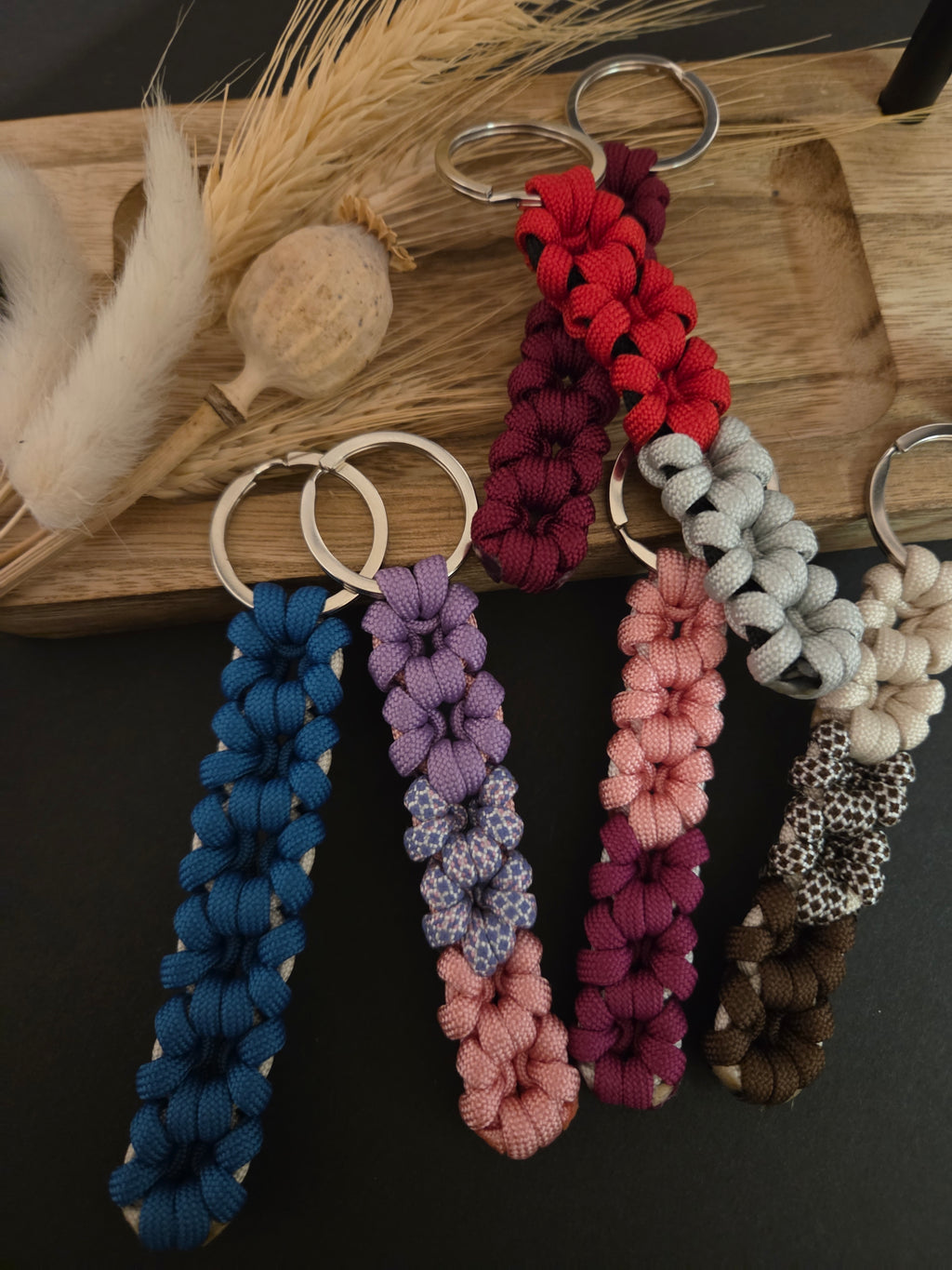 Paracord Schlüsselanhänger Blumen | Dreifarbig