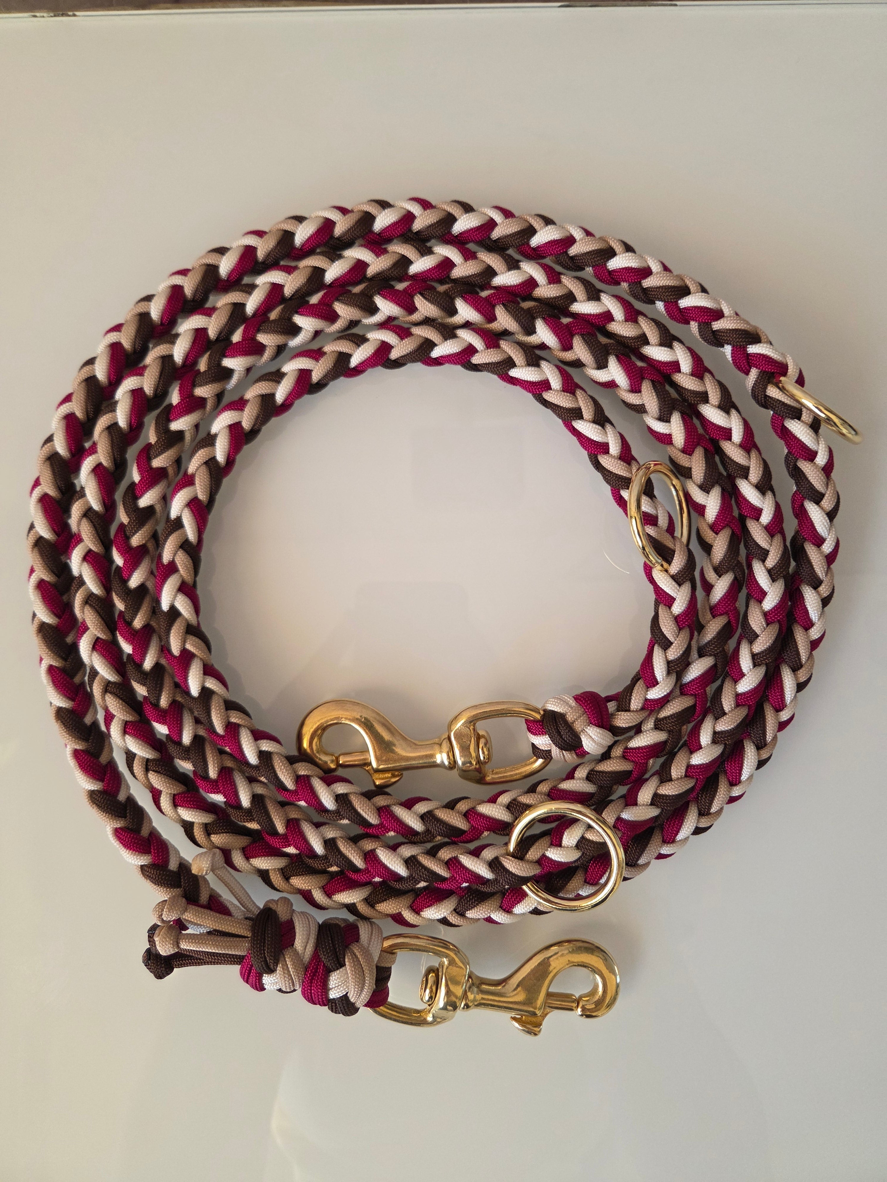 Hundeleine 4 Strand Round Double Braid | Einfarbiger Wechsel im Doppelstrang