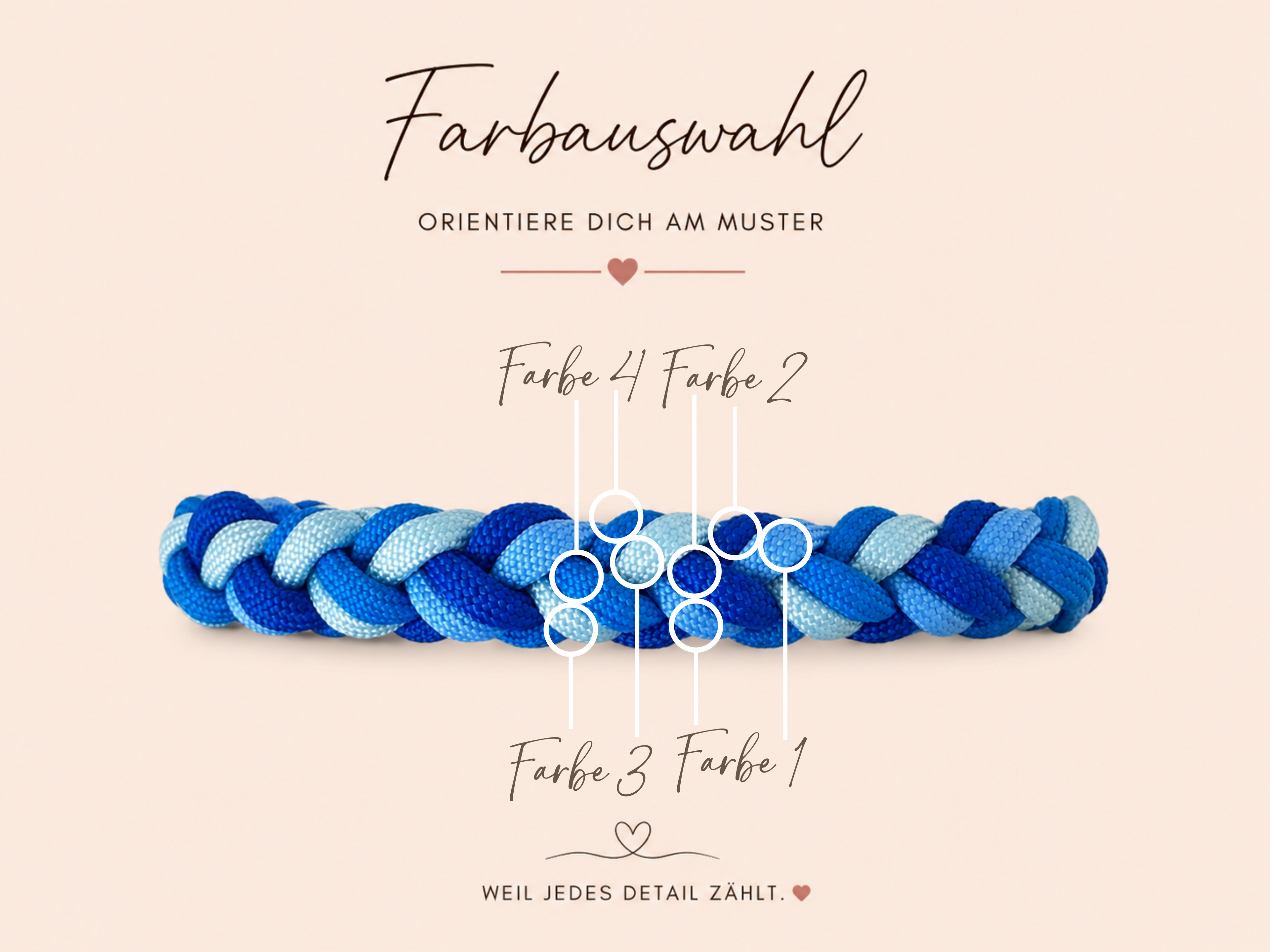 Hundeleine 4 Strand Round Double Braid | Einfarbiger Wechsel im Doppelstrang